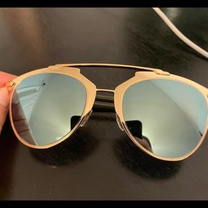 Real Dior sunglasses gold rims with blue lenses